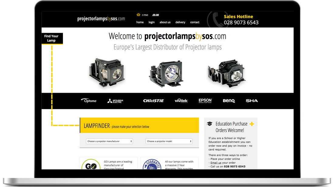 PROJECTOR LAMPS BY SOS website